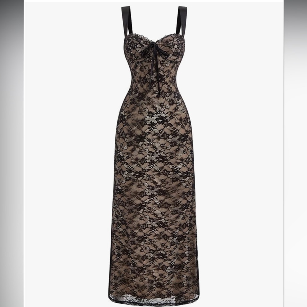 Black lace bodycon dress